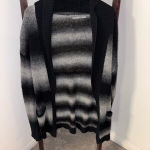 Black and Gray Striped Cardigan